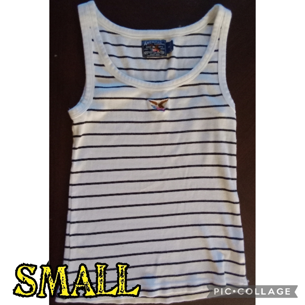 American Living black & white striped tank top Small